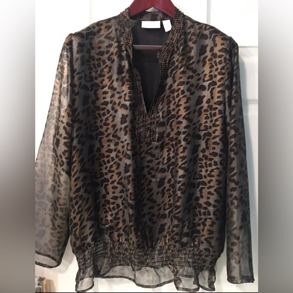 CHICO’S sz 2 Leopard Print Blouse